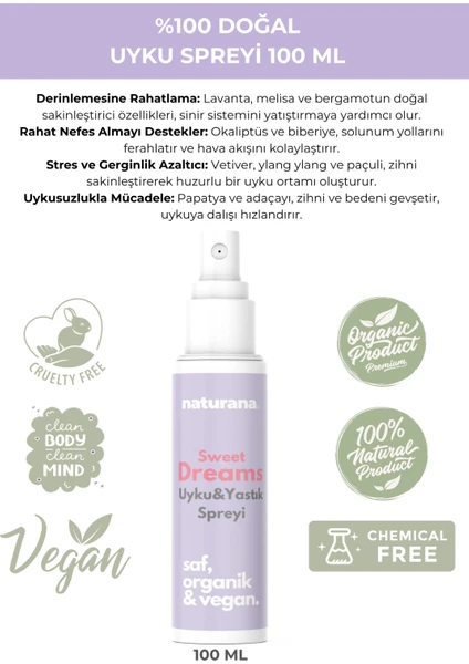 %100 Doğal Derin Uyku ve Yastık Spreyi 100 ml Rahat Nefes Melisa Ylang Ylang Vetiver