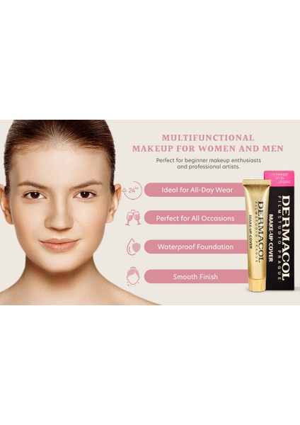 Make Up Fondöten 208 Uzun Süre Kalıcı, Tam Kapatıcı Likit Fondöten Spf 30 Dermacol fondöten, su geçirmez fondöten, yüksek kapatıcılık makyaj, uzun süre kalıcı fondöten,dövme kapatıcı fondöten