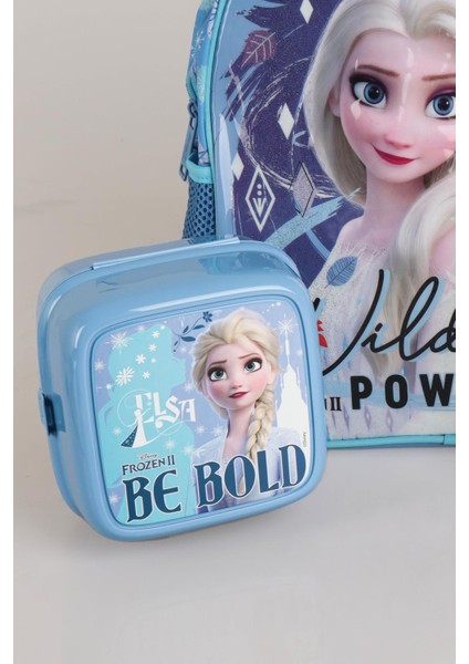 Dekomus Lisanslı "mavi Karlar Ülkesi Elsa Frozen Koleksiyonu "anaokul Çantası,beslenme Kabı ve 500 ml Trıtan Matara Okul/kırtasiye Seti