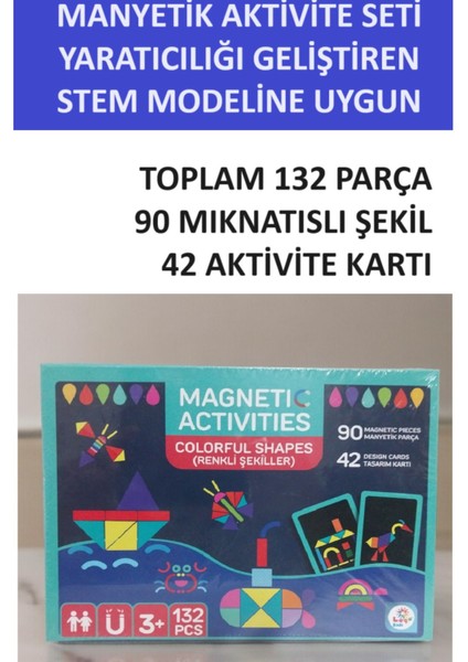 Manyetik Renkler ve Şekiller Yaratıcı Aktivite Seti (Stem Modeline Uygun) 132 Parça