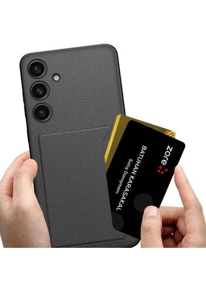 Galaxy S24 Suni Deri Arka Yüzey Kartlıklı Kıpta Silikon Kapak fiyatları