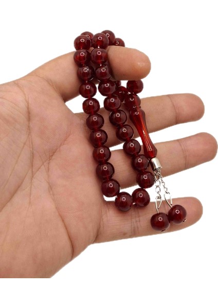 Koyu Yeşil Küre Kesim Toz Kehribar Tesbih