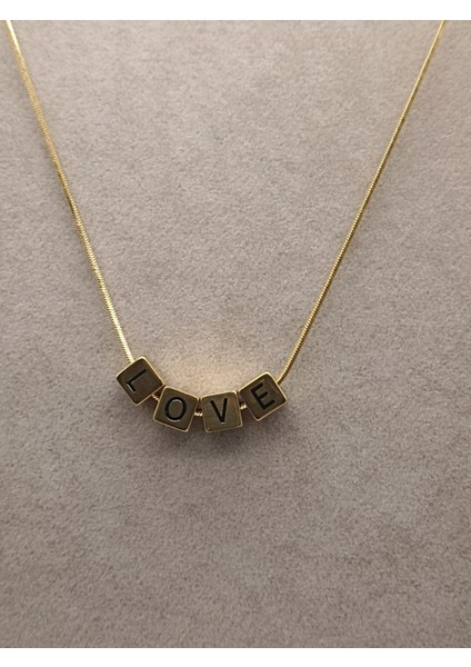 Çelik Kolye Gold Love