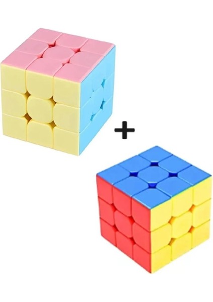 2 Adet 3x3 Zeka Sabır Küpü Neon ve Pastel Renkli Profesyonel Speed Cube