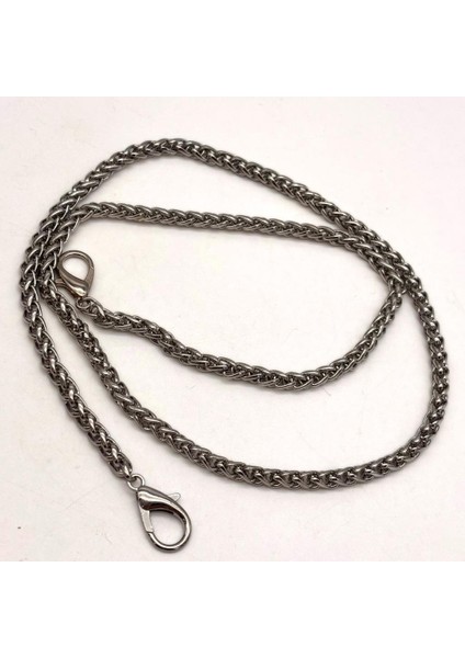Çanta Aksesuar 70 cm 5 mm Örgü Model Gümüş Renk Çanta Zinciri