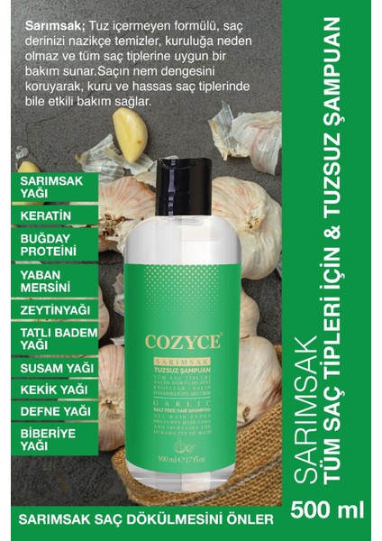 Sarımsak Tuzsuz Şampuan Tüm Saç Tipleri 500ML