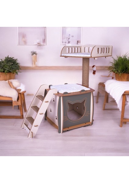 Patihomes Pro Kedi Evi Xl Yataklı - Kedi Tırmalaması