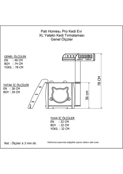 Patihomes Pro Kedi Evi Xl Yataklı - Kedi Tırmalaması fırsatları