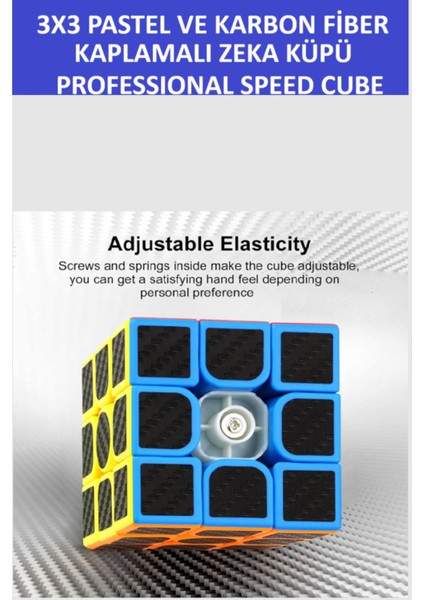 2 Adet 3x3 Zeka Sabır Küpü Karbon Fiber ve Pastel Renkli Profesyonel Speed Cube