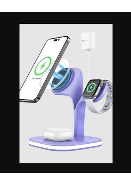 Magsafe Apple Kablosuz Şarj Standı -15W Hızlı Şarj (Iphone/watch/airpods) Masaüstü Stand