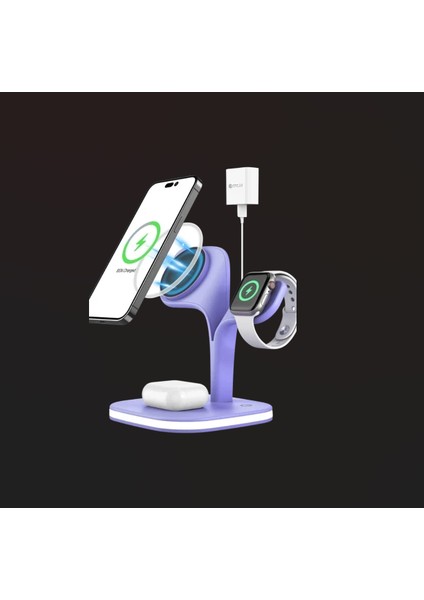 Magsafe Apple Kablosuz Şarj Standı -15W Hızlı Şarj (Iphone/watch/airpods) Masaüstü Stand