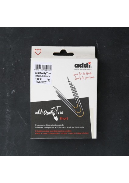 Addi Crasytrio 3 Lü 3 mm 21 cm Misinalı Çorap Şişi