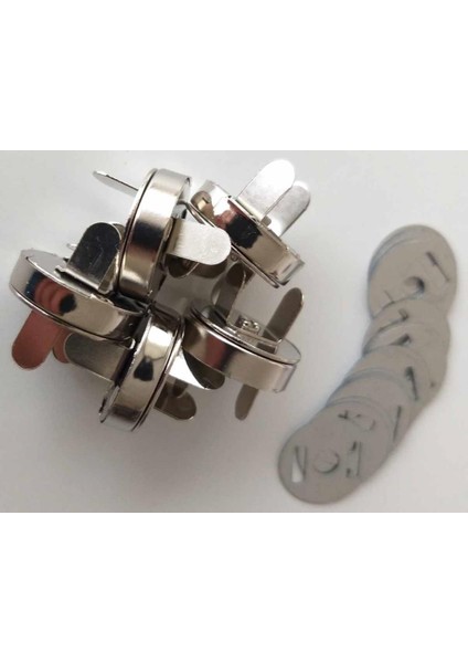 Çanta Aksesuar Örgü Çantaya Mıknatıslı Çıtçıt Gümüş Renk 5li Paket