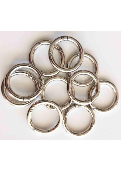 Çanta Aksesuar 10LU 2.5 cm Gümüş Renk Yaylı Halka Örgü Çanta Için