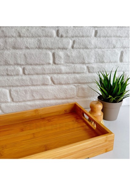 Yeninesilevim Dikdörtgen Orta Boy Kulplu Bambu Tepsi/sunumluk 28*40 cm modelleri