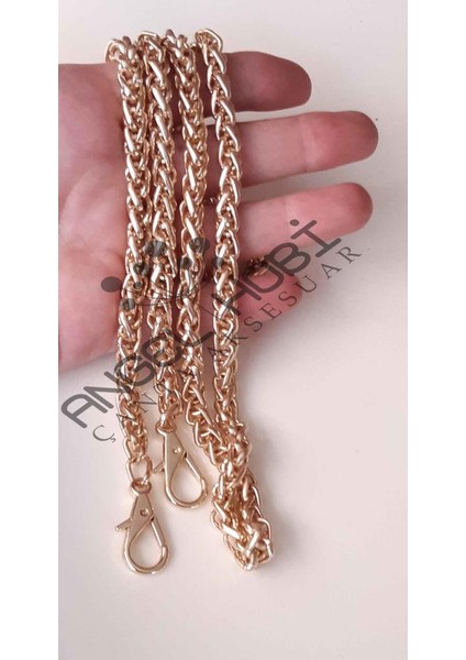 Çanta Aksesuar Light Gold Kalın Örgü Model Çanta Zinciri (100 Cm)