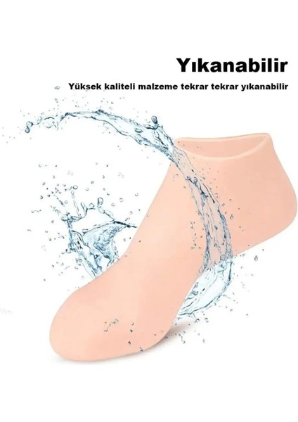 Silikon Ayak Bakım Çorabı - Nemlendirici Jel Destekli, Çatlak Önleyici ve Tekrar Kullanılabilir