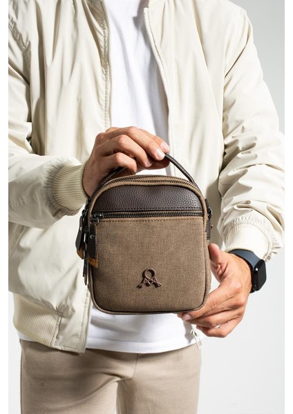 Erkek Omuz Çantası Elde Tutma 18*12 cm Çapraz Askılı Postacı Çantası Mega Çanta Kanvas Kumaş