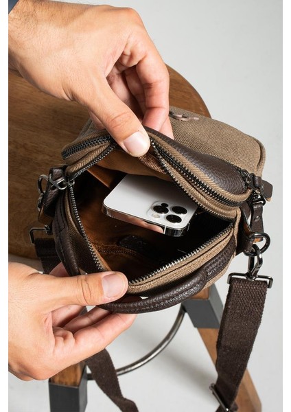 Erkek Omuz Çantası Elde Tutma 18*12 cm Çapraz Askılı Postacı Çantası Mega Çanta Kanvas Kumaş fırsatları