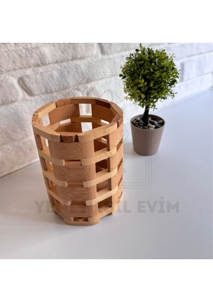 Yeninesilevim Ahşap Bambu Kaşıklık Organizer Tezgah Üstü Mutfak Banyo Düzenleyici Kalemlik Fırçalık 10*13 cm fiyatları