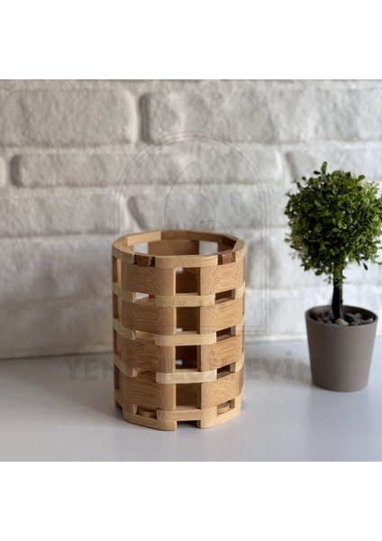 Yeninesilevim Ahşap Bambu Kaşıklık Organizer Tezgah Üstü Mutfak Banyo Düzenleyici Kalemlik Fırçalık 10*13 cm modelleri