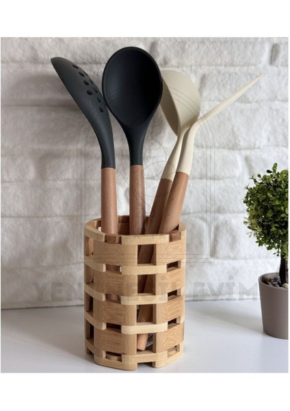 Yeninesilevim Ahşap Bambu Kaşıklık Organizer Tezgah Üstü Mutfak Banyo Düzenleyici Kalemlik Fırçalık 10*13 cm indirimleri