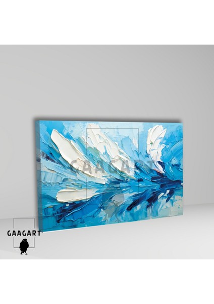 Tekli Yatay Kanvas Duvar Tablosu Açık Mavi Fırça Darbeleri fiyatları