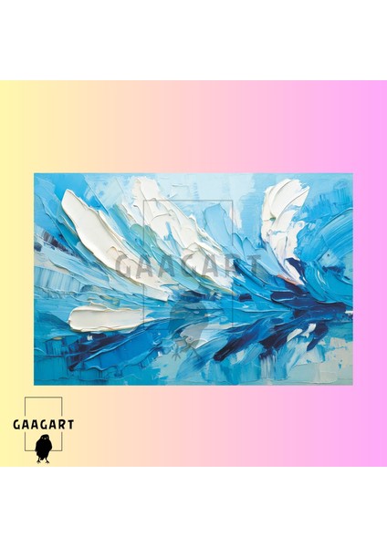 Tekli Yatay Kanvas Duvar Tablosu Açık Mavi Fırça Darbeleri modelleri