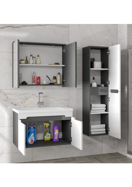 Ardi (80+35) 115 cm Mdf Boy Dolaplı Lavabolu Banyo Dolabı Seti--Hazır Kurulu-- modelleri