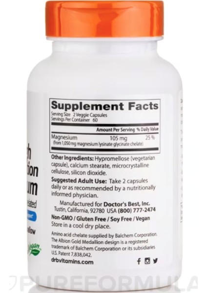 Doctor's Best High Absorption Magnesium 105 mg 120 Veggie CAPSUL.OZELSPORCUGIDALARIN'DAN.3834 indirimleri