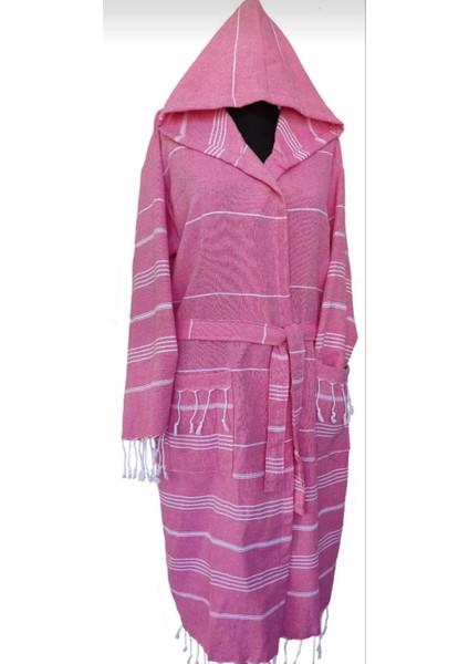 %100 PAMUK KAPŞONLU PEŞTEMAL BORNOZ