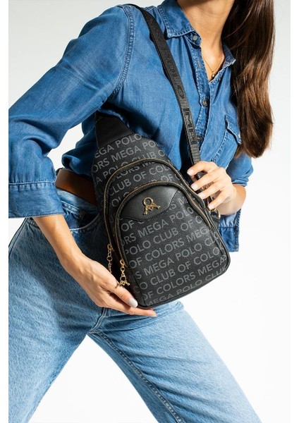 Kadın Body Bag Göğüs Çantası Vegan Deri 27*17 cm Günlük Kullanıma Uygun Suni Deri Badybag