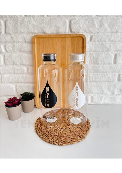 Yeninesilevim 1 Adet 1000 ml (1 Litre) Hacimli Cam Su Şişesi Matarası