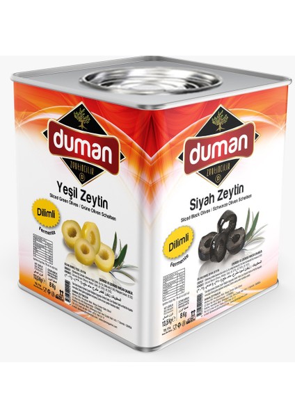 Duman Gurme Kahvaltılık Dilimli Yeşil Zeytin - Pratik, Katkısız, Lezzetli 8 KG