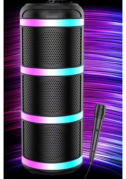 Mikrofonlu Karaoke Seti Yüksek Ses Kalitesi Speaker Dekor Parti Kına Doğum Günü Speaker Bt 5.0 Aux