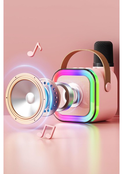 Rgb Ledli Karaoke Mikrofonlu Bluetooth Hoparlör Şirin Hoparlör Karaoke Set