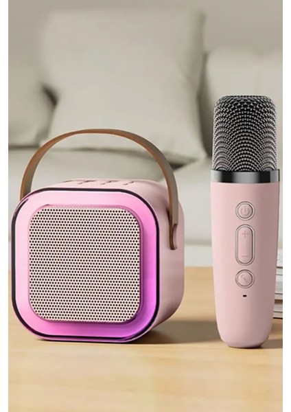 Rgb Ledli Karaoke Mikrofonlu Bluetooth Hoparlör Şirin Hoparlör Karaoke Set