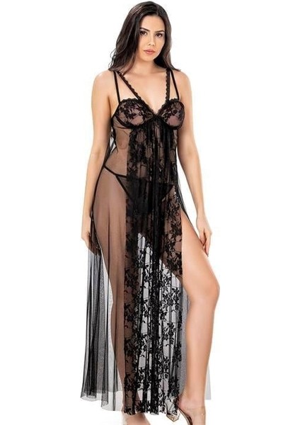 Aria's Closet Siyah Kısa Tül Gecelik 4257 fiyatları