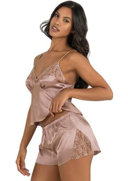 Aria's Closet Vizon Saten Şort Takımı 9203
