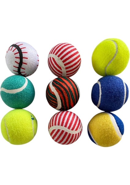 12LI Renkli Tenis Topu Desenli Antreman Topu