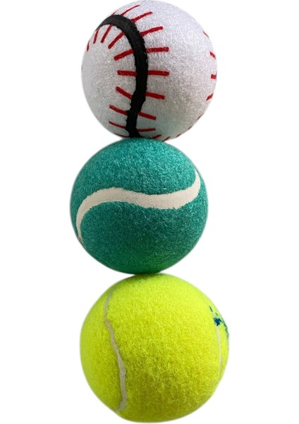 3lü Renkli Tenis Topu Desenli Antreman Topu