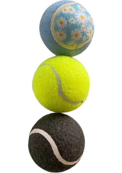 3lü Renkli Tenis Topu Desenli Antreman Topu