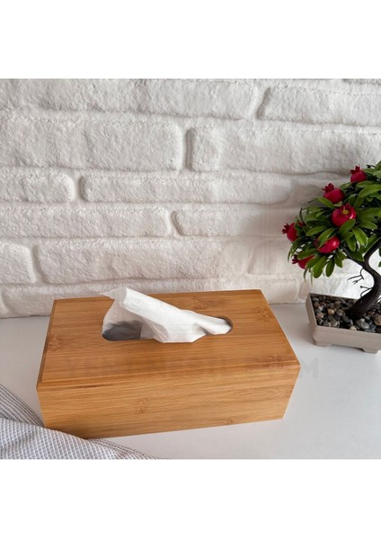 Yeninesilevim Bambu Ahşap Peçete Kutusu Kağıt Mendil Masaüstü Peçetelik 23*11*9 cm