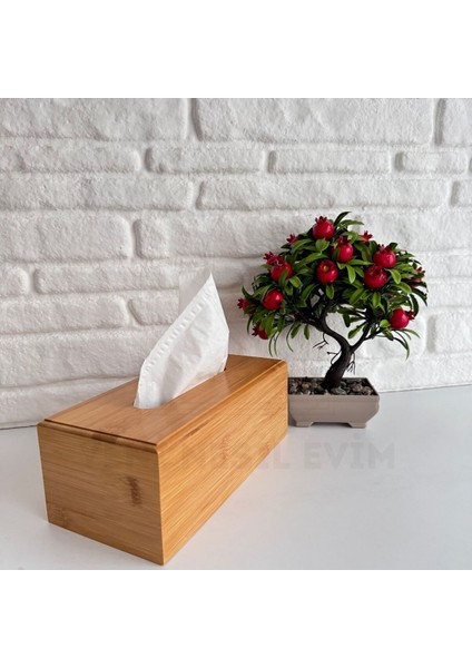 Yeninesilevim Bambu Ahşap Peçete Kutusu Kağıt Mendil Masaüstü Peçetelik 23*11*9 cm