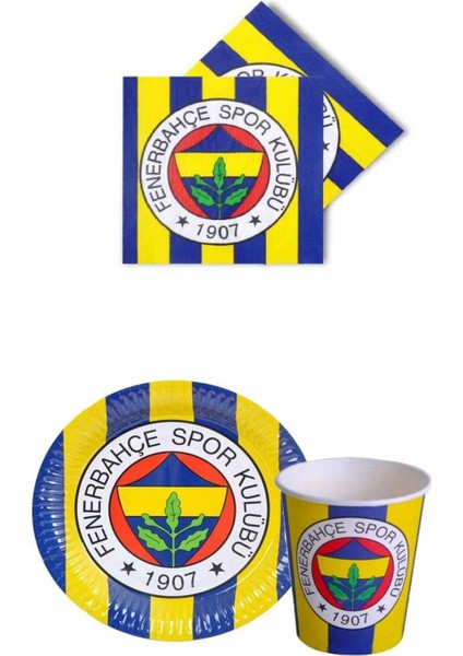 BAL10 Fb Sarı Lacivert Lisanslı Tabak Bardak Peçete Seti