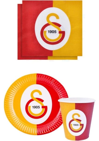 Best Gs Sarı Kırmızı Lisanslı Tabak Bardak Peçete Seti