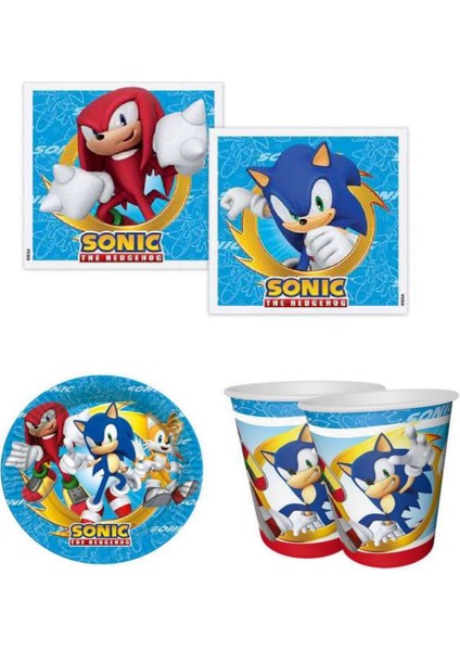 BAL10 Sonic Temalı Lisanslı Tabak Bardak Peçete Doğum Günü Parti Seti