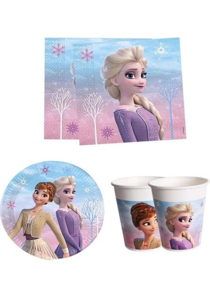 Rönesans Frozen Elsa Wind Lisanslı Tabak Bardak Peçete Doğum Günü Parti Seti