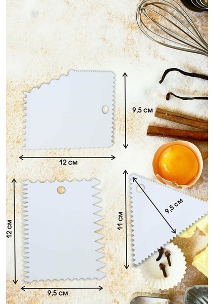 Hamur Kazıyıcı Spatula 3'lü Set Pasta Kreama Sürme Hamur Şekillendirme Kazıma Spatula Seti Silikon indirimleri