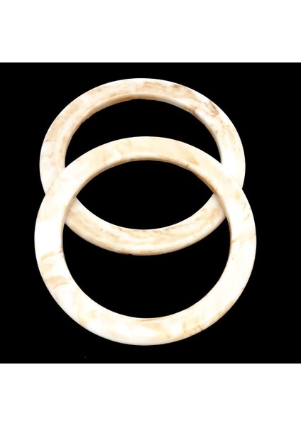 Çanta Aksesuar 15CM Yuvarlak Akrilik Bej Mermer Desen Çanta Sapı